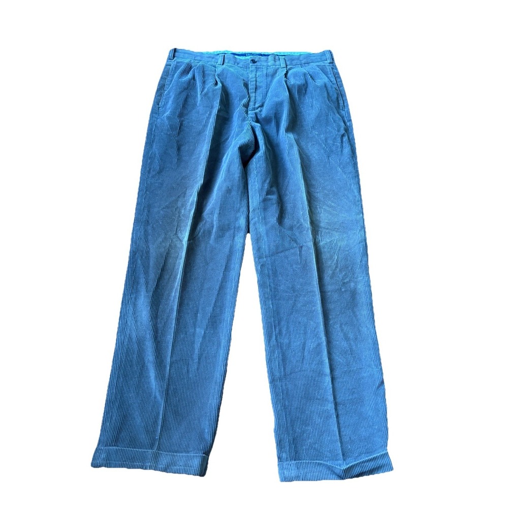 Brooks Brothers Elliot Corduroy Pants 38x34 Brown Pleated Cuffed Cotton